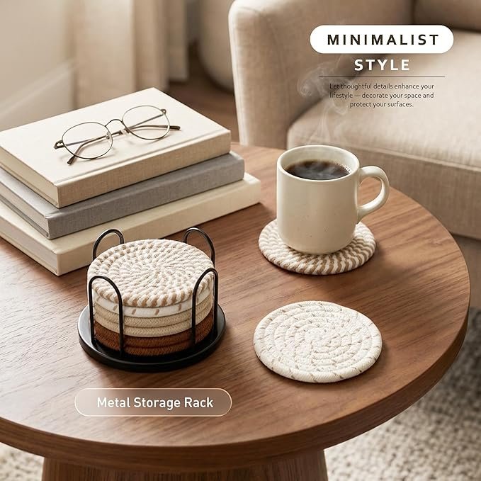 Coasters Set of 8 for Drinks, 4 Inch Large Coasters for Coffee Table - Image 2