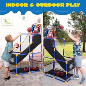 Arcade Basketball Game Set with 4 Balls and Hoop for Kids 3+ Years