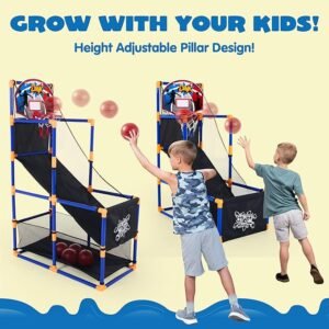 Arcade Basketball Game Set with 4 Balls and Hoop for Kids 3+ Years